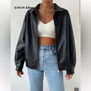 SHEIN Black Leather Jacket